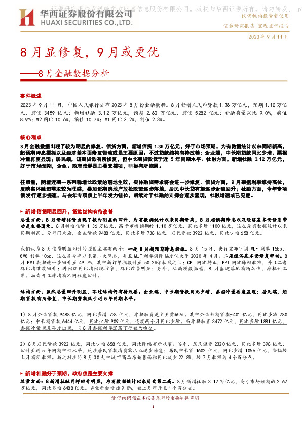 8月金融数据分析：8月显修复，9月或更优