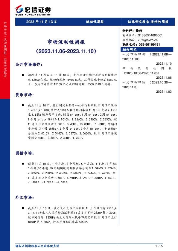 市场流动性周报