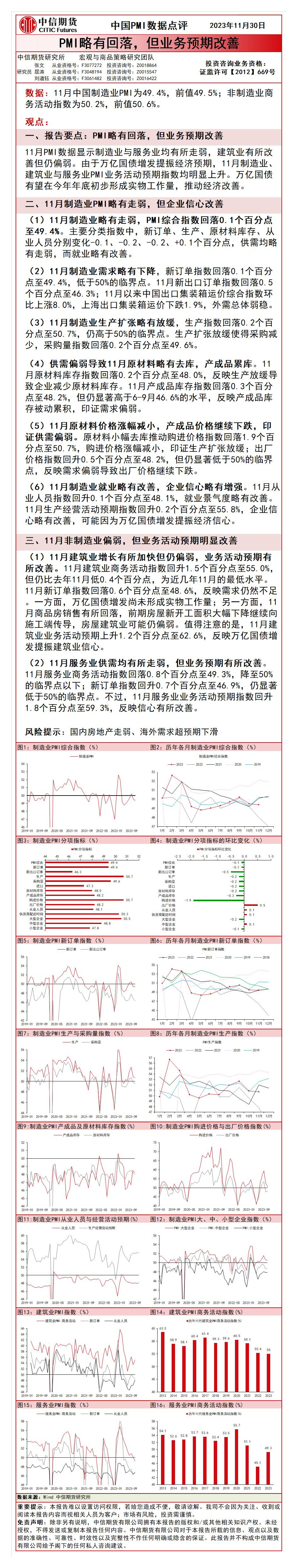 中国PMI数据点评：PMI略有回落，但业务预期改善