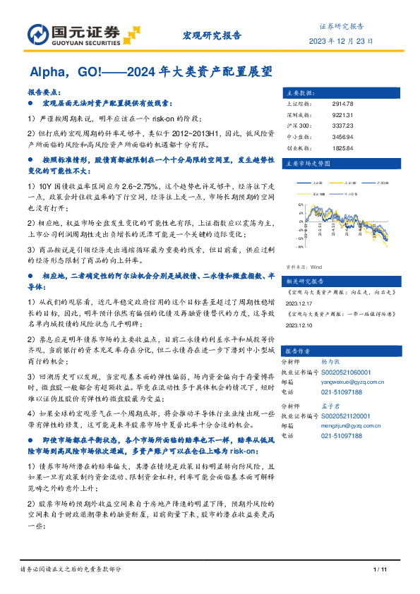 2024年大类资产配置展望：Alpha，GO！
