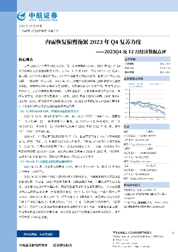 2023Q4及12月经济数据点评：内需恢复偏慢拖累2023年Q4复苏力度