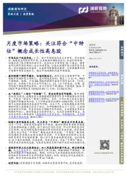 月度市场策略：关注符合“中特估”概念成长性高息股