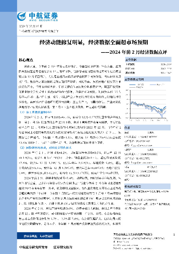 2024年前2月经济数据点评：经济动能修复明显，经济数据全面超市场预期