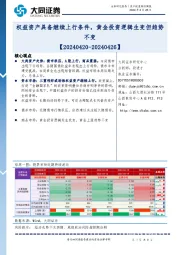 资产配置跟踪周报：权益资产具备继续上行条件，黄金投资逻辑生变但趋势不变