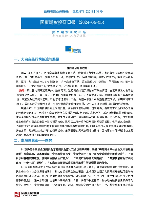 宏观金融投研日报