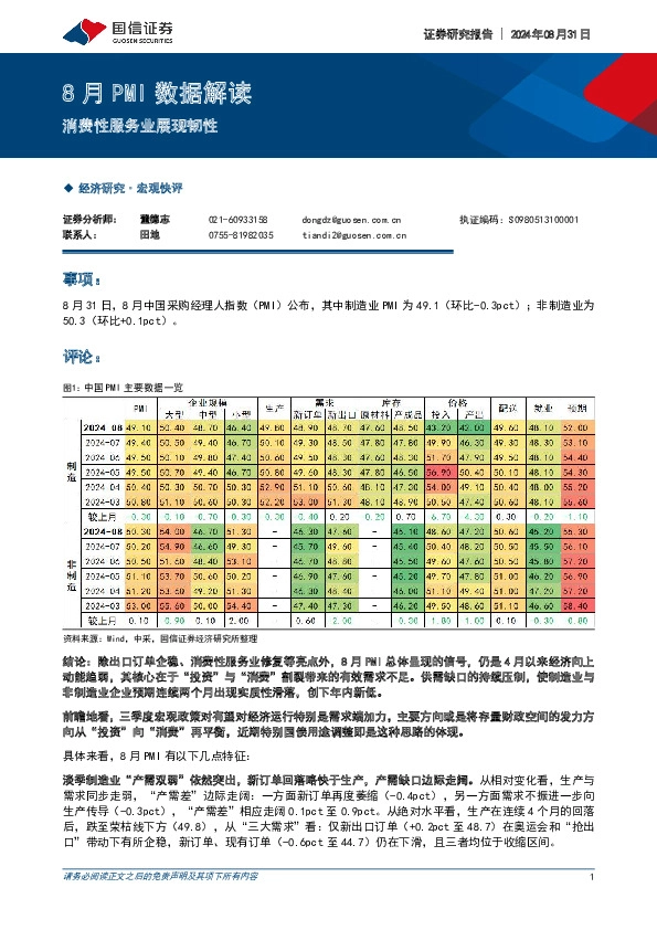 8月PMI数据解读：消费性服务业展现韧性