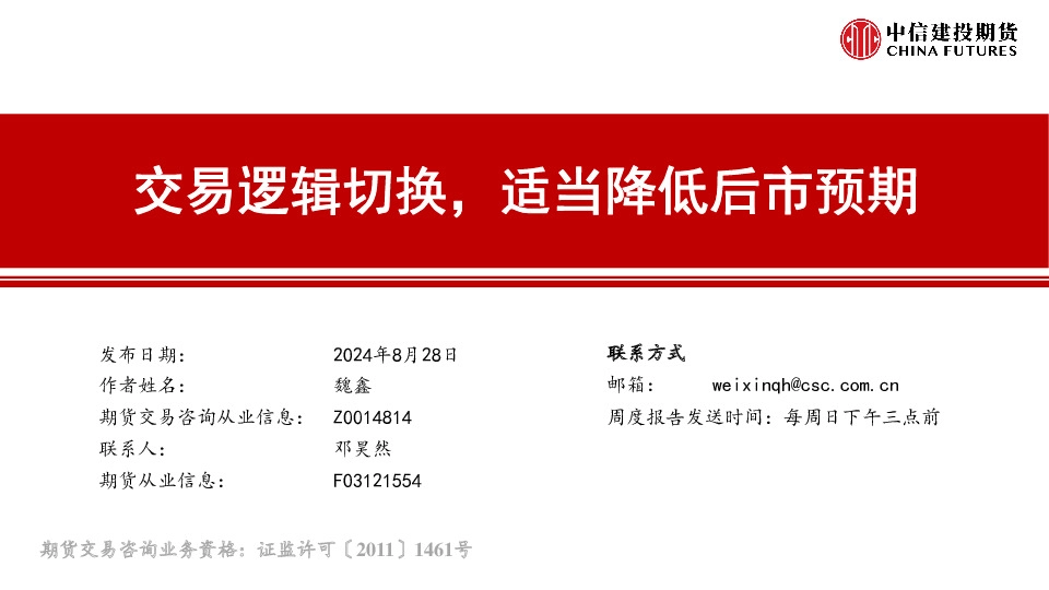 交易逻辑切换，适当降低后市预期