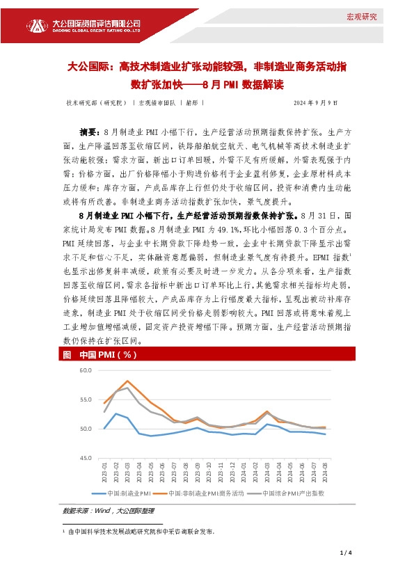 8月PMI数据解读：高技术制造业扩张动能较强，非制造业商务活动指数扩张加快