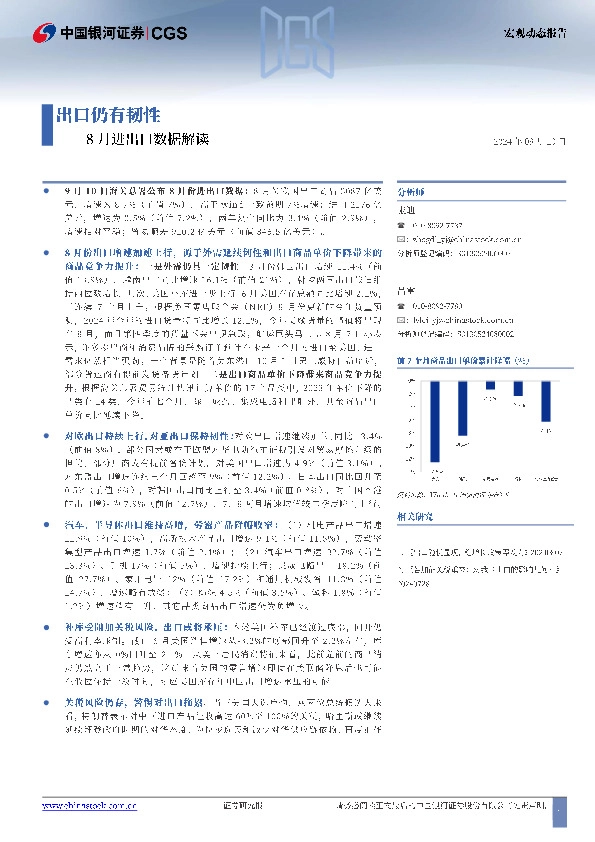 8月进出口数据解读： 出口仍有韧性