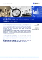 中国经济评论：8月经济动能走弱