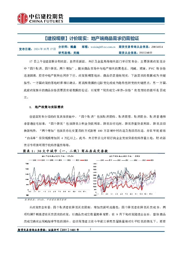 【建投观察】计价现实：地产端商品需求仍需验证