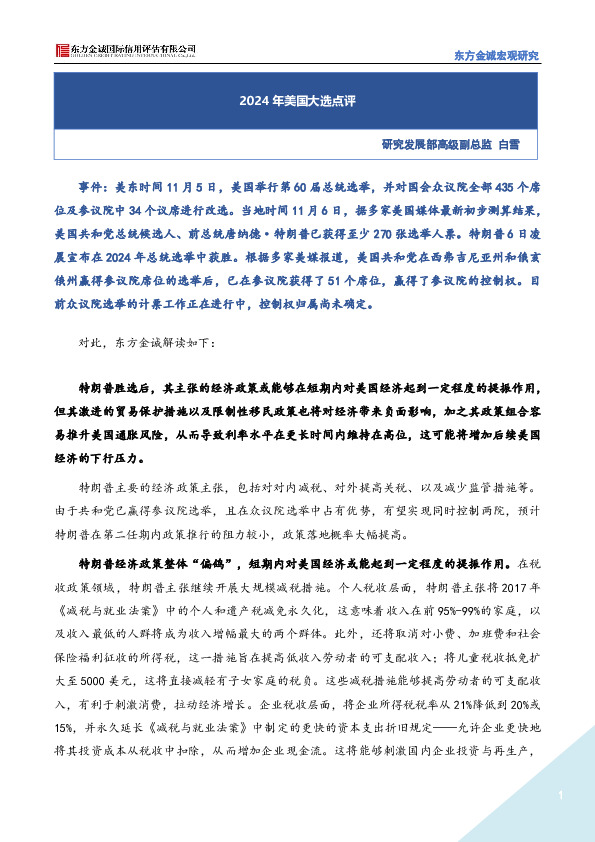 2024年美国大选点评