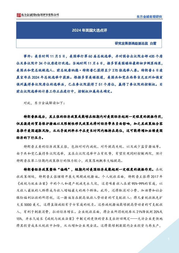 2024年美国大选点评