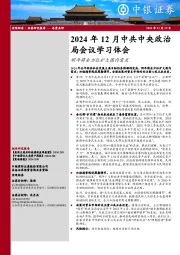 2024年12月中共中央政治局会议学习体会：明年将全方位扩大国内需求
