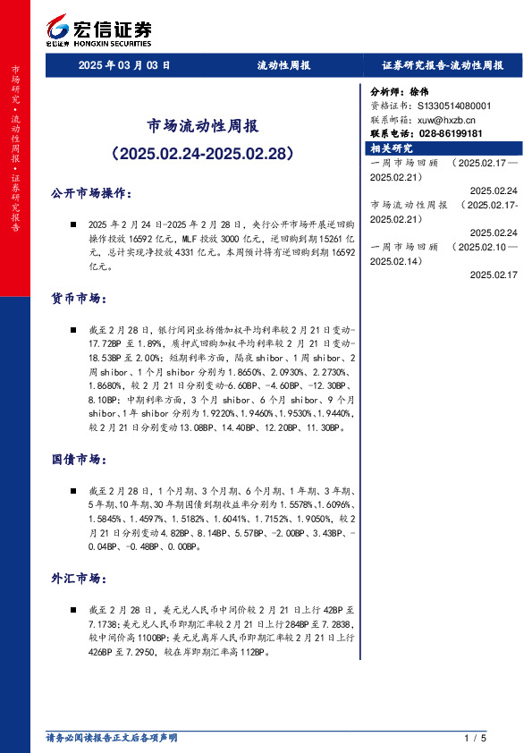 市场流动性周报