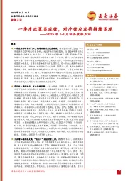 2025年1-3月经济数据点评：一季度政策显成效，对冲效应或将持续显现