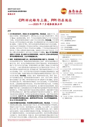 2025年7月通胀数据点评：CPI环比转为上涨，PPI仍在低位