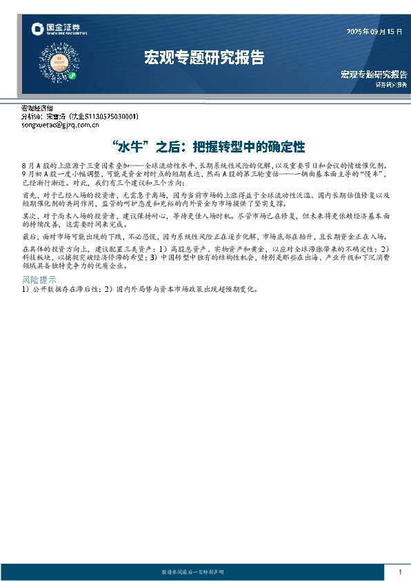 宏观专题研究报告：“水牛”之后：把握转型中的确定性