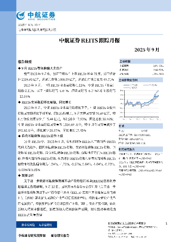 REITS跟踪月报2025年9月