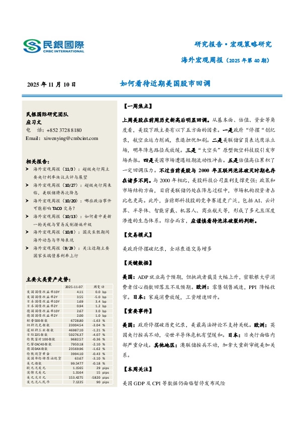 海外宏观周报（2025年第40期）：如何看待近期美国股市回调