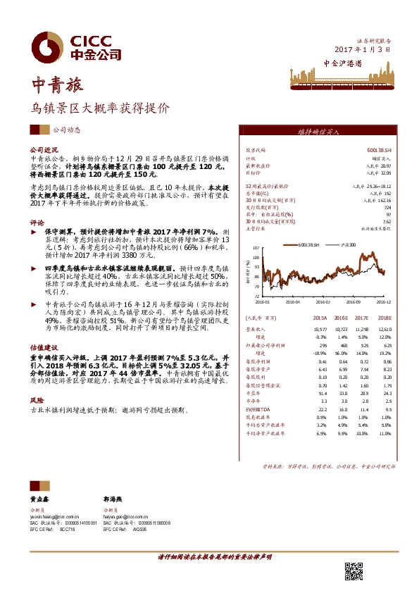 乌镇景区大概率获得提价