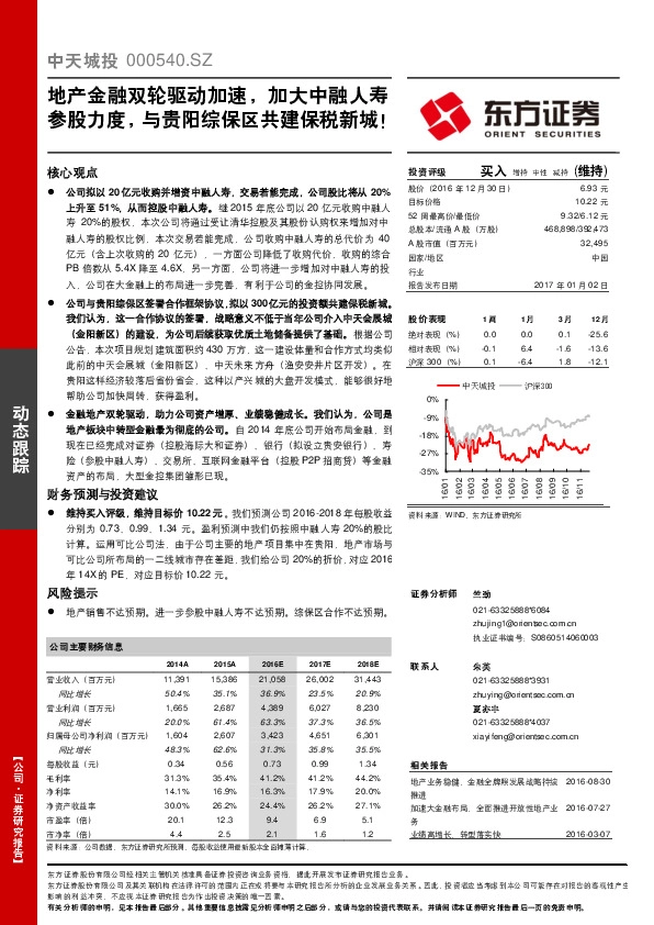 地产金融双轮驱动加速,加大中融人寿参股力度,与贵阳综保区共建保税新城!