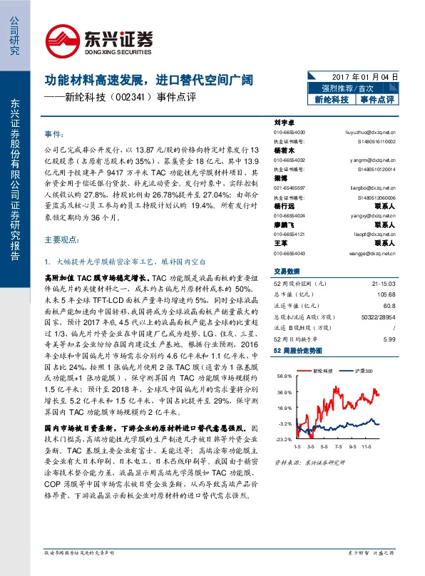 事件点评:功能材料高速发展,进口替代空间广阔