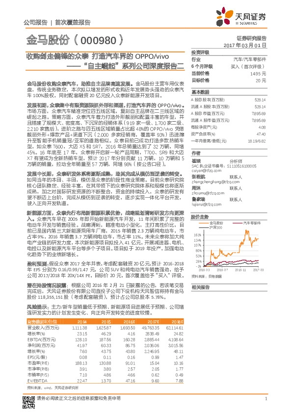 “自主崛起”系列公司深度报告二:收购剑走偏锋的众泰 打造汽车界的OPPO/vivo