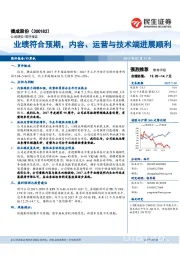 业绩符合预期，内容、运营与技术端进展顺利