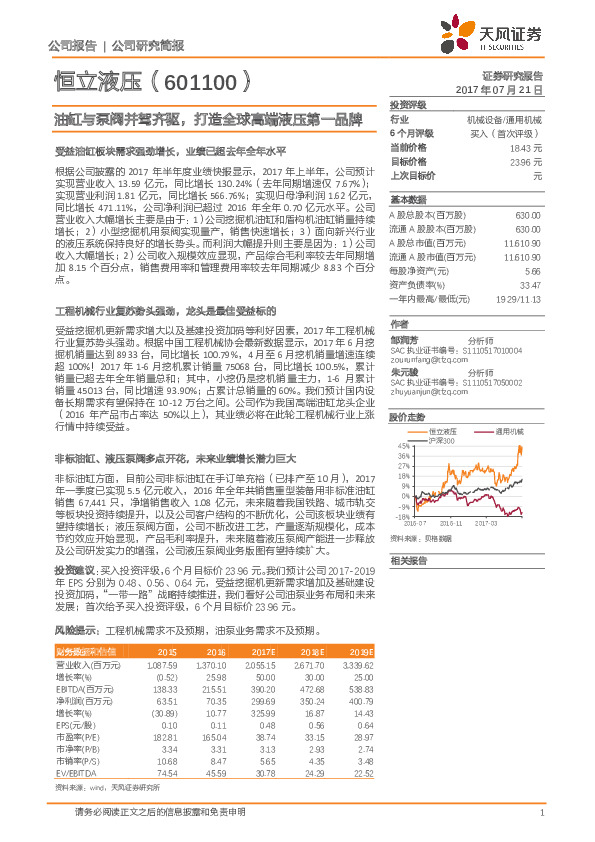 油缸与泵阀并驾齐驱，打造全球高端液压第一品牌