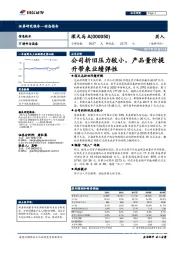 公司折旧压力较小，产品量价提升带来业绩弹性