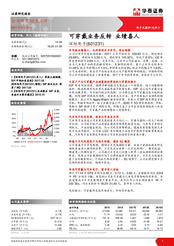 可穿戴业务反转 业绩喜人