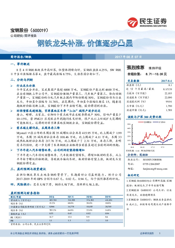 钢铁龙头补涨，价值逐步凸显