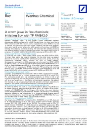 A crown jewel in fine chemicals; initiating Buy with TP RMB42.0