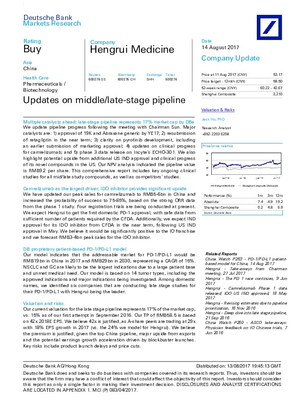 Updates on middle/late-stage pipeline