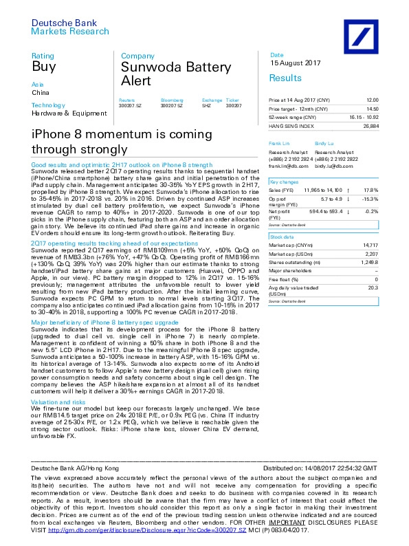 iPhone 8 momentum is coming through strongly