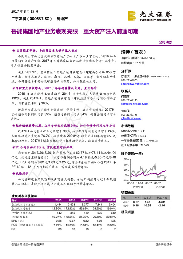 鲁能集团地产业务表现亮眼 重大资产注入前途可期