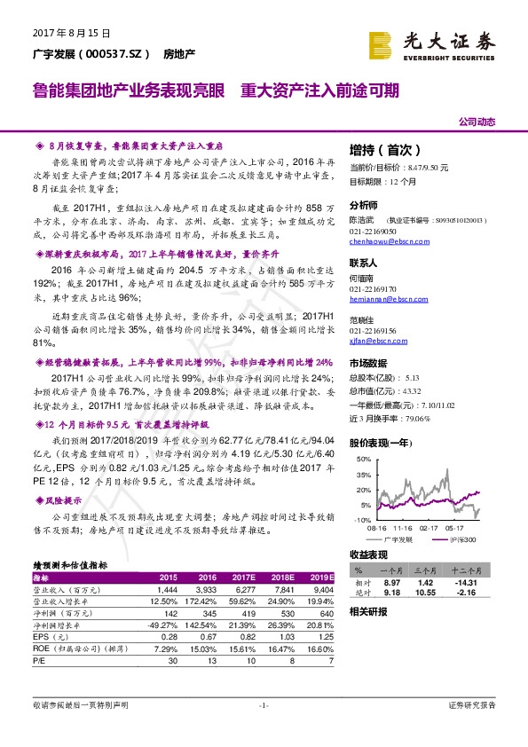 鲁能集团地产业务表现亮眼 重大资产注入前途可期