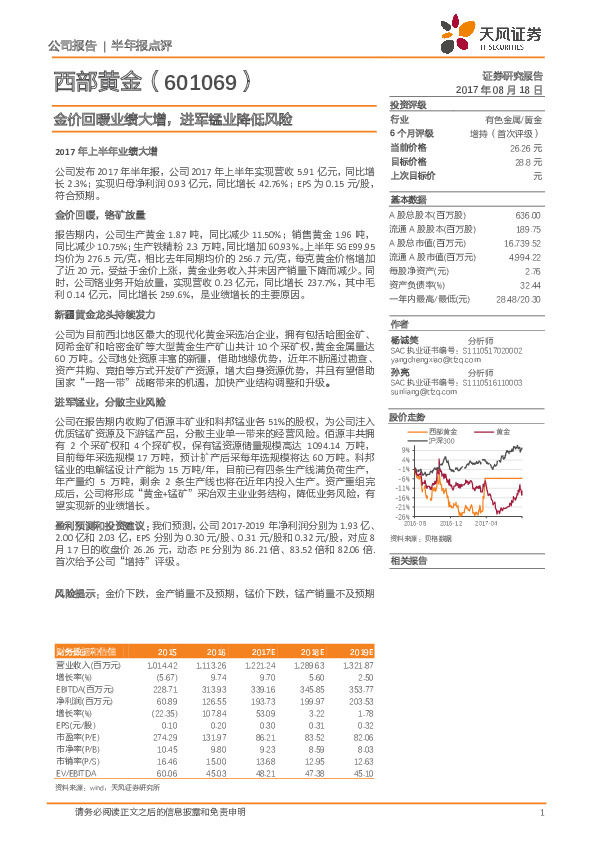 金价回暖业绩大增，进军锰业降低风险