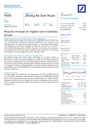 Results missed on higher raw materials prices