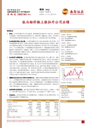 钛白粉价格上涨拉升公司业绩