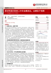 康盛股份点评报告：原材料涨价致使上半年业绩承压，业绩低于预期