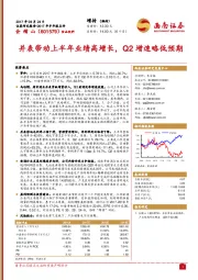 并表带动上半年业绩高增长，Q2增速略低预期