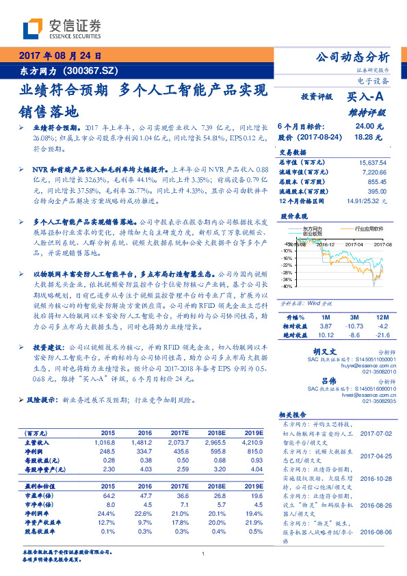 业绩符合预期 多个人工智能产品实现销售落地