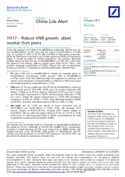 1H17–Robust VNB growth,albeit weaker than peers