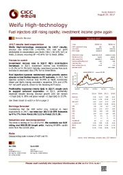 Fuel injectors still rising rapidly; investment income grew again