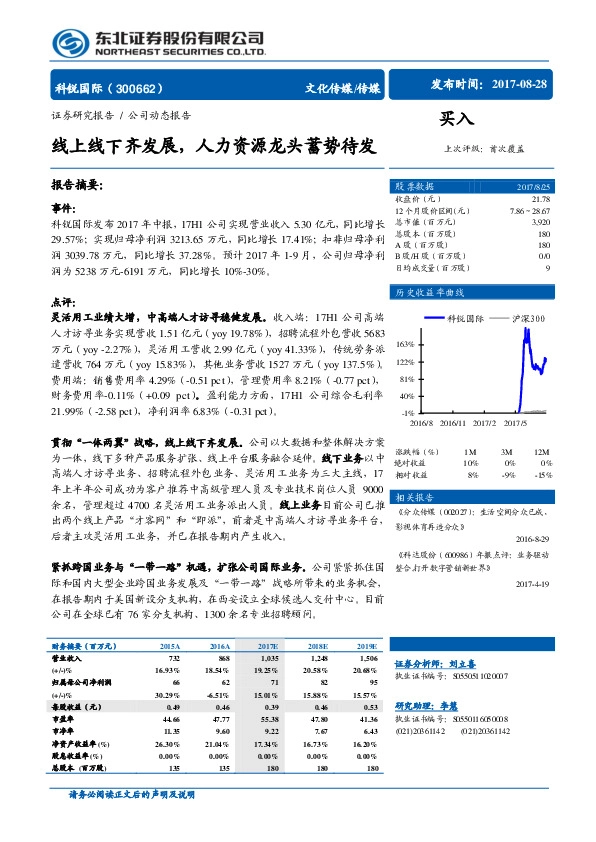 线上线下齐发展，人力资源龙头蓄势待发