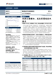 2017年半年报点评：利润大幅增加，成长有望迎来双拐点