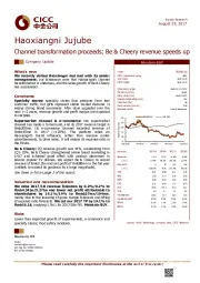 Channel transformation proceeds; Be & Cheery revenue speeds up