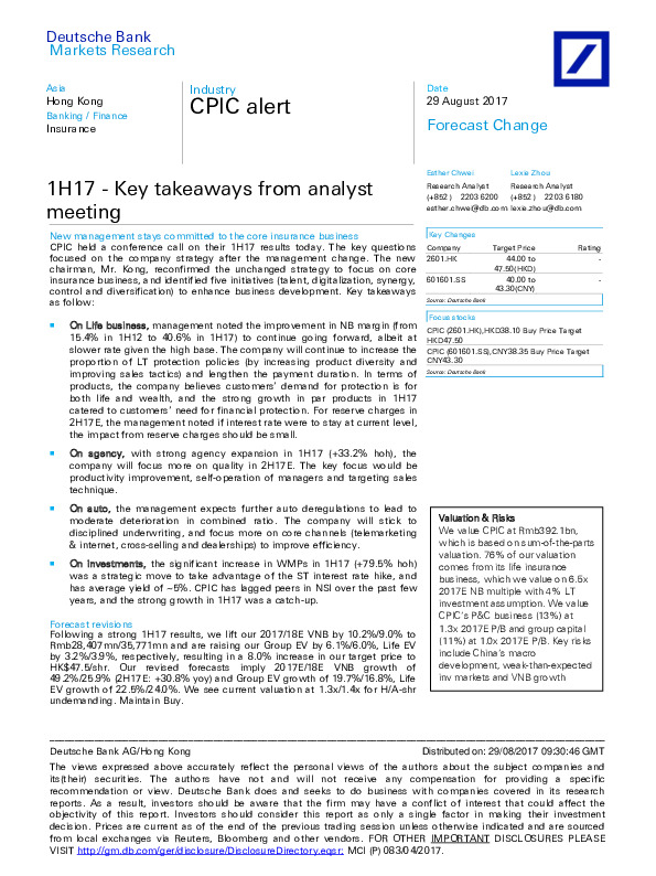 1H17 - Key takeaways from analyst meeting